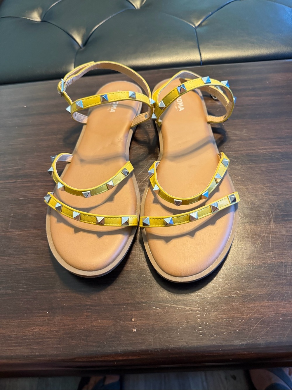 Sonoma Yellow Studded Strappy Sandals for Women Size L